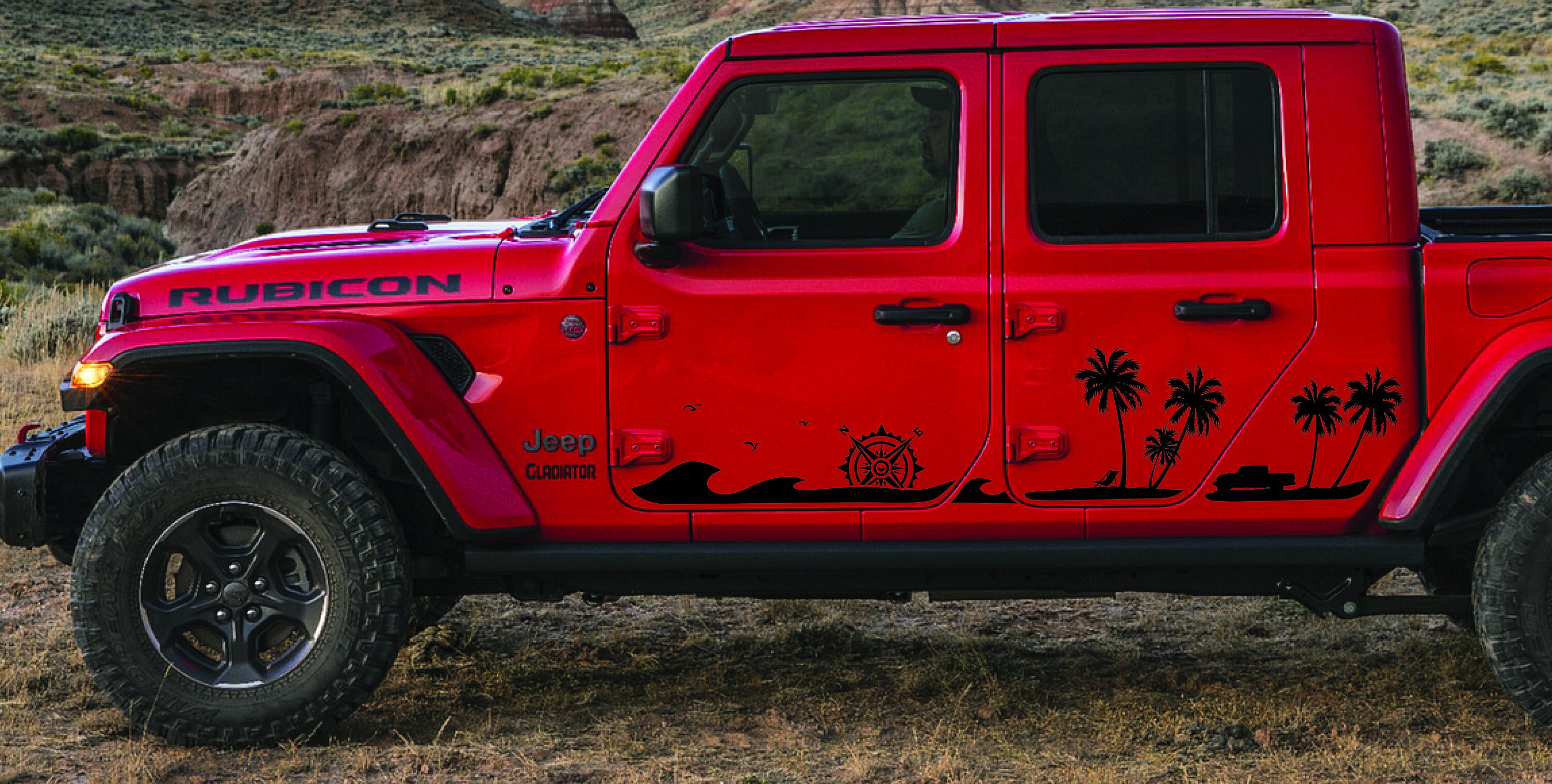 Jeep Gladiator Side Palm Tree Beach Wave DecalsHawaiian Etsy
