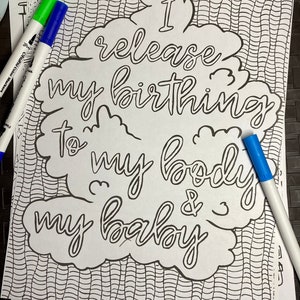 Birth Affirmations Printable Adult Coloring Book Page Instant Digital ...