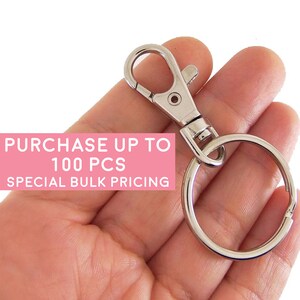 5pc Key ring with clip, keychain clip, key ring and hook, hooks for keychains, purse hook, backpack clip, swivel lobster claw clasp, 30mm