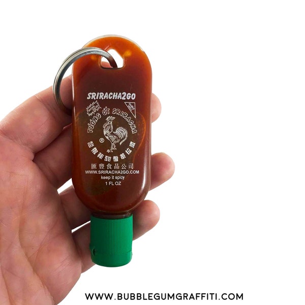 Hot sauce keychain, hot sauce party favors, hot sauce gift, hot sauce to go, sriracha keychain, unique party gifts, (arrives empty)