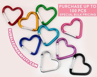 5/10 Heart carabiners, heart carabiner, key rings, heart clips, heart clasps, heart hooks, heart shaped key ring, snap ring, squeeze clip