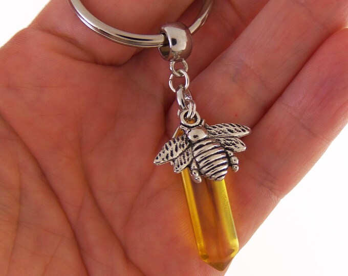 Honey Bee Keychain Bee Key Chain Honeybee Keyring Bumble Etsy