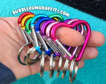 5/10 Heart carabiner and key ring, heart shaped clip, keychain clip, keychain hook, custom aluminum carabiner, heart shaped carabiners