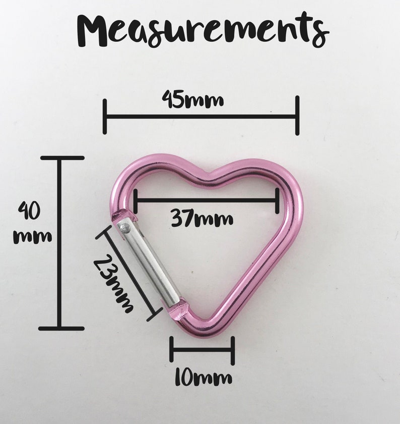 5/10 Heart carabiner, heart clip, heart shaped key ring, heart shape keyring, colorful heart keychain, metal heart snap key fob, key fob imagem 2