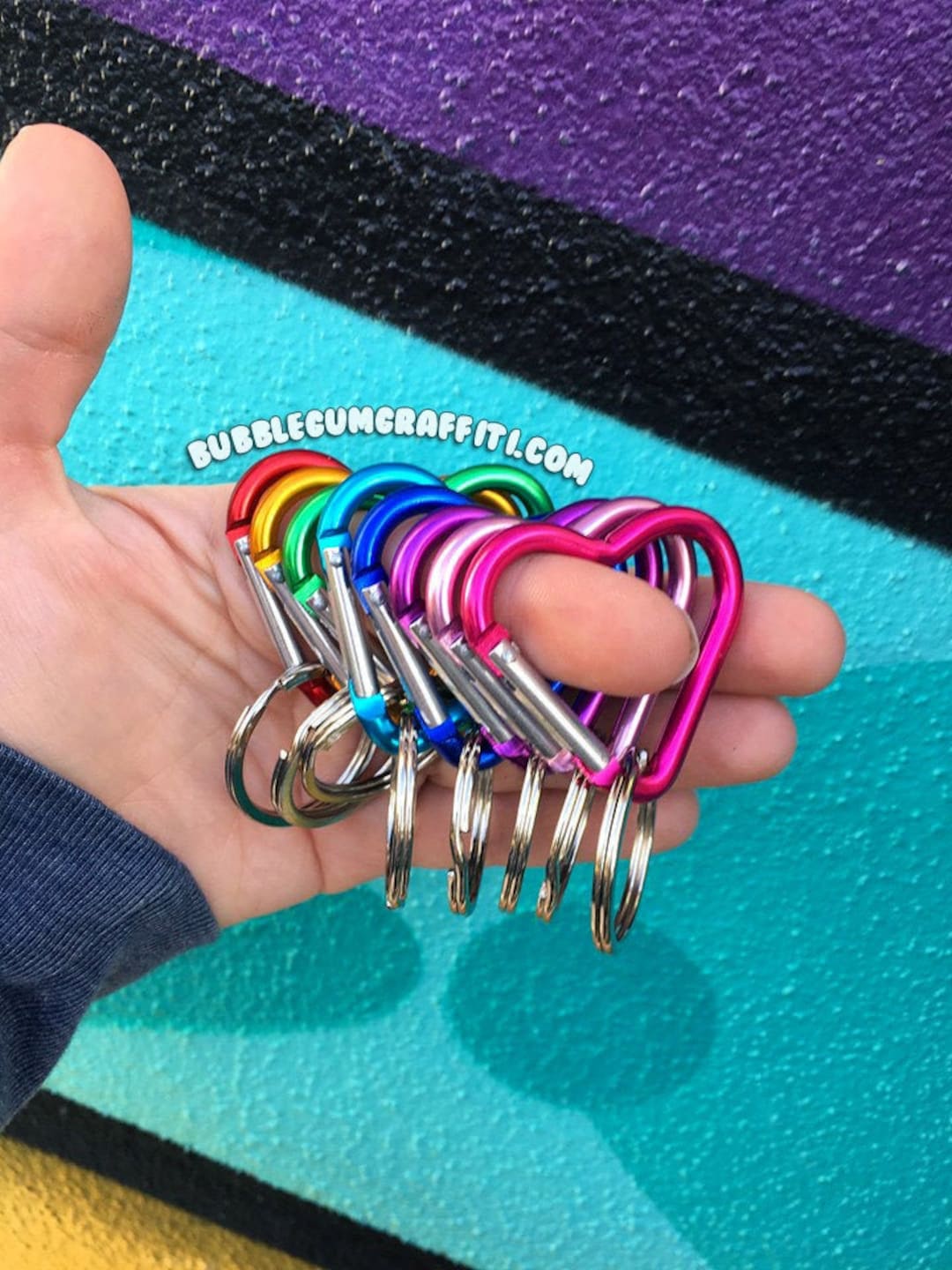 5/10 Heart Carabiner and Key Ring, Heart Shaped Clip, Keychain Clip, Keychain Hook, Custom