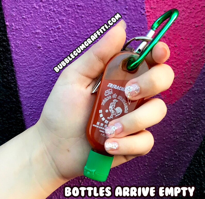 Sriracha, sriracha bottle, sriracha keychain, empty sriracha bottles, sriracha key chain, sriracha gift, stocking stuffers, stocking stuffer image 1