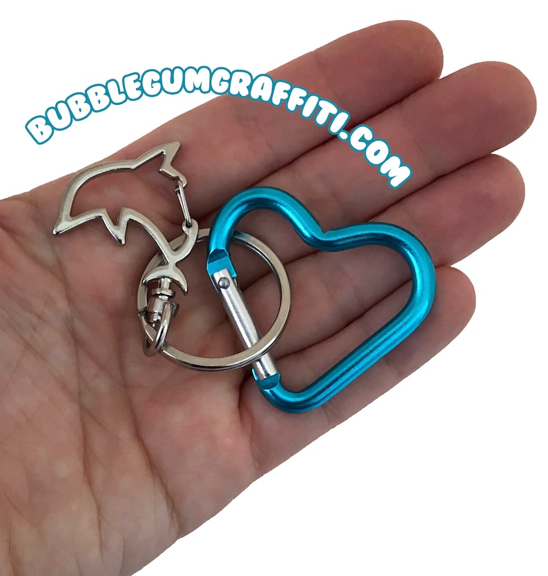 5 Heart carabiners heart carabiner key rings heart clips Etsy