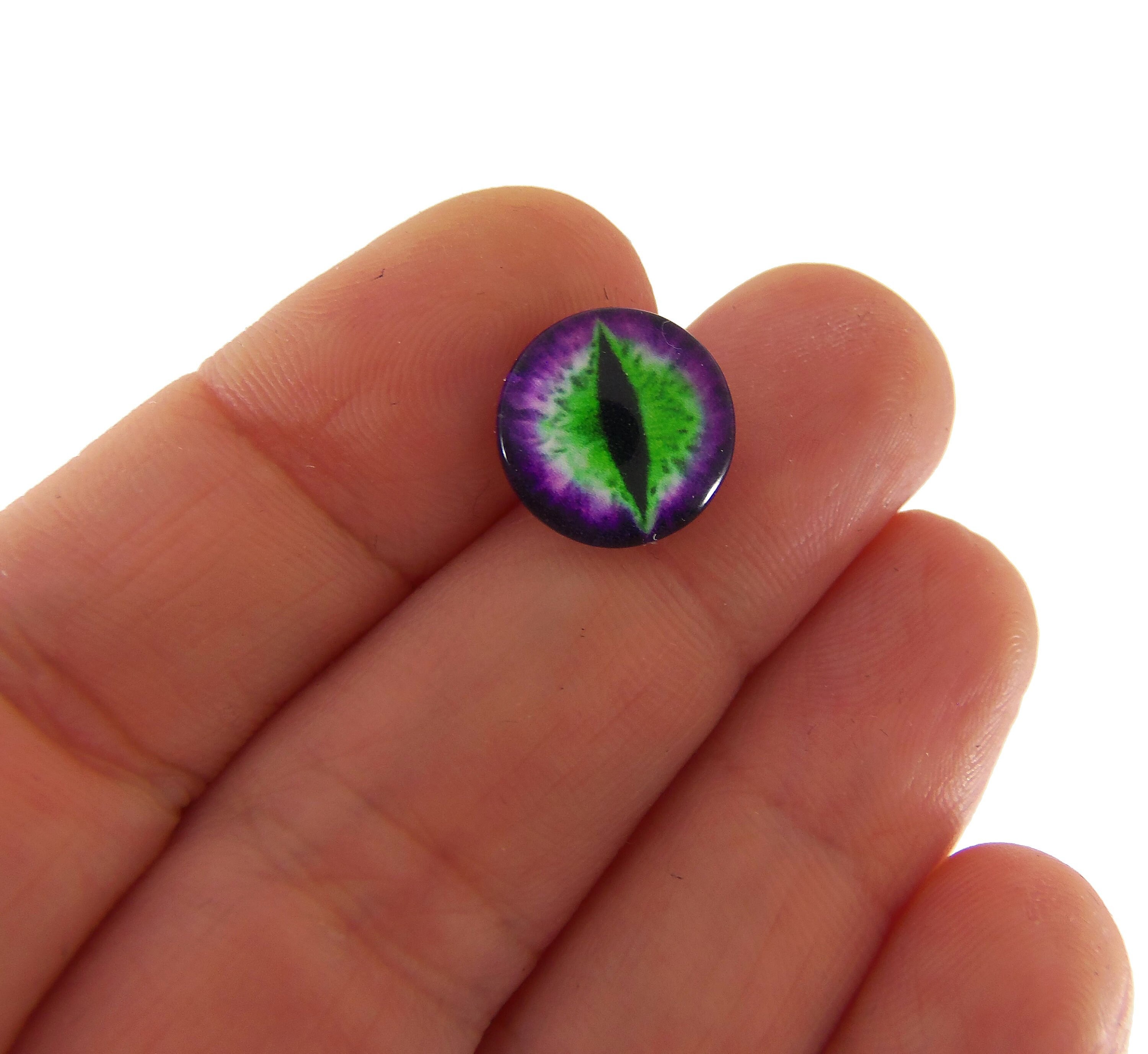 EYE GLASS CABOCHONS 12MM-CAT//DRAGON-FLATBACK//JEWELLERY//GEMS-EYES CABOCHON