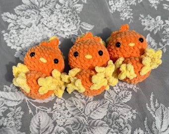Baby Fire Chick - Handmade Crochet Torchic Inspired Plushie