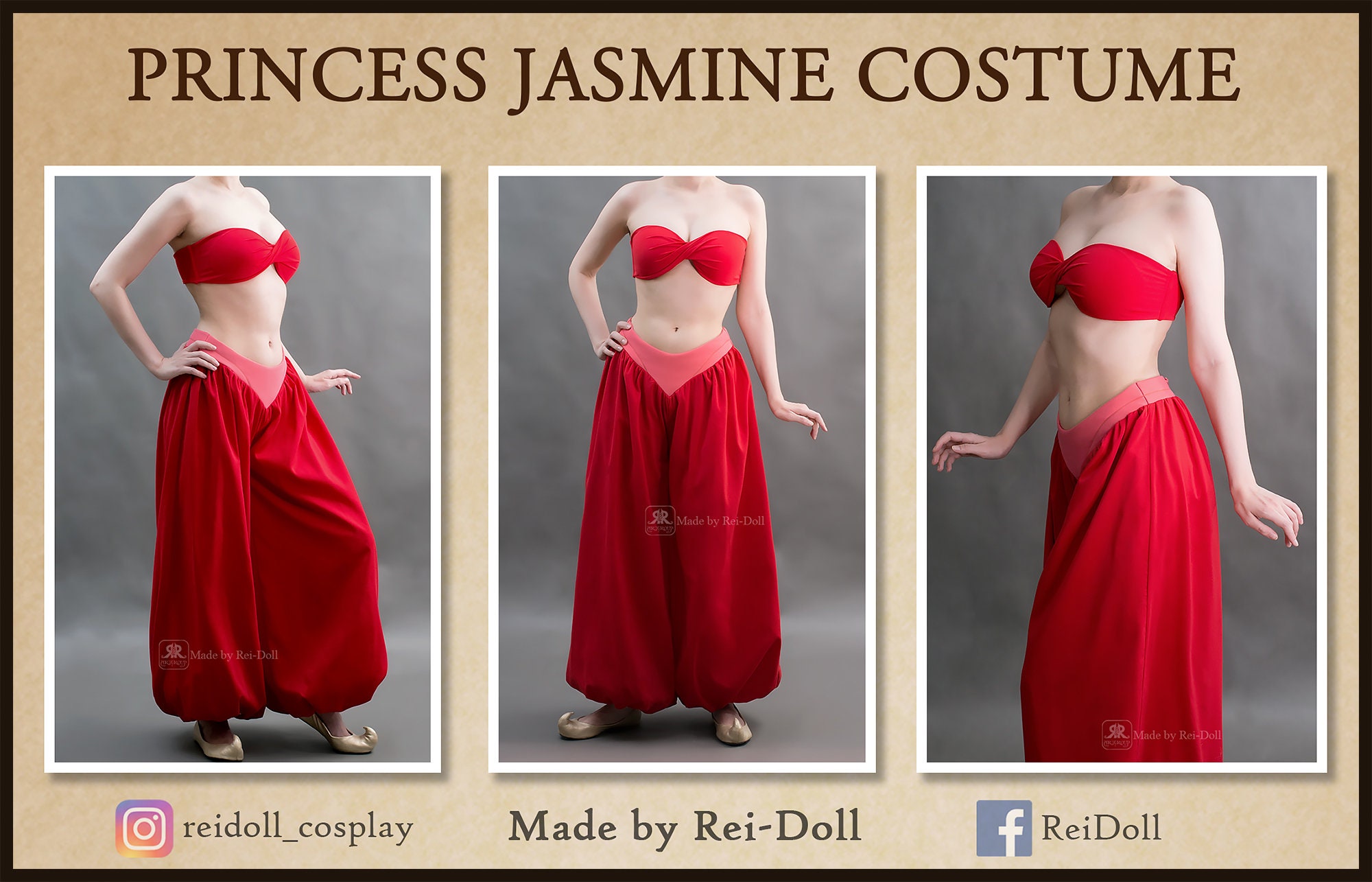 DISNEY Aladdin Princess Jasmine Red Costume and Crown Etsy