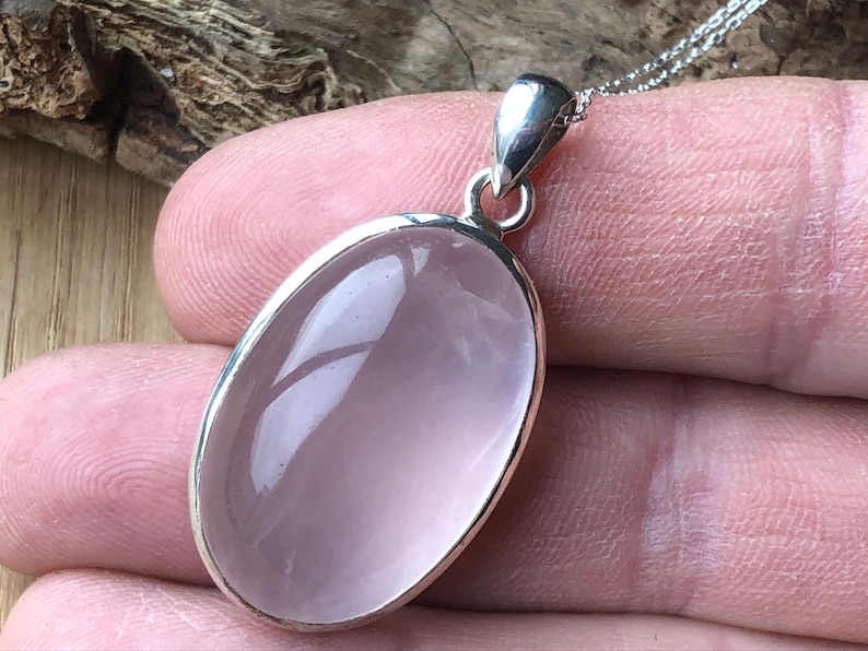 Stunning Large Cats Eye Rose Quartz 925 Sterling Silver Pendant.