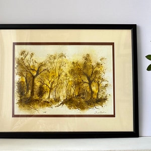 Acquerello originale firmato ~ "Mellow Yellow Trees" dell'artista Rose Best
