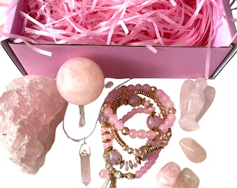Rose Quartz Crystal Letterbox Healing Gift Box