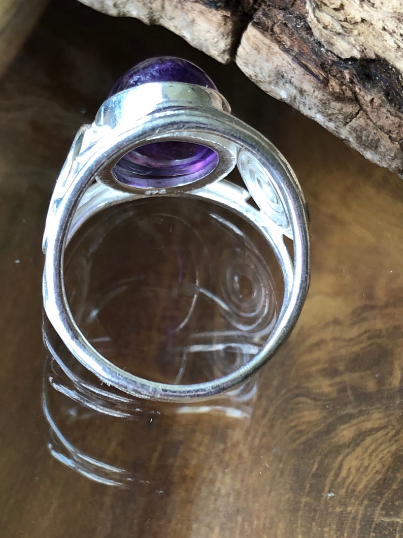 Uruguayan Amethyst 925 Sterling Silver Statement Ring New Age