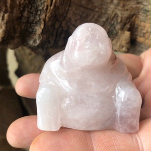 Rose Quartz Crystal Buddha Figurine Carving &quot;Bringing Love & Wisdom&quot;.