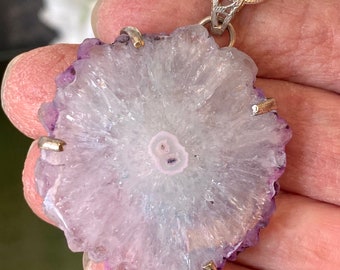 Amethyst Stalactite Slice 925 Sterling Silver Pendant - NEW in shop 16th November