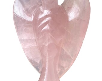 Magnificent Rose Quartz Crystal Angel carving (Brazil) figurine - " Very large standing 19 cm -