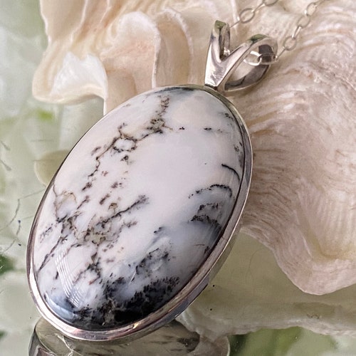 Dendritic Opal (Merlinite) 925 Sterling Silver Pendant - 