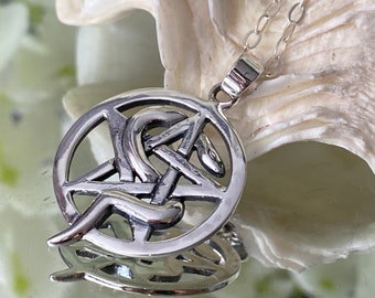 925 Sterling Silver Snake Pentagram - brings transformation & rebirth