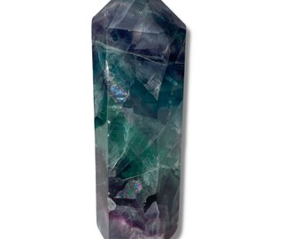 Purple banded Fluorite crystal healing point, wand, Obelisk- perfect for healing work.