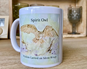 Spirit Owl Coffee Mug, Earth Magic Art, Gift Boxed