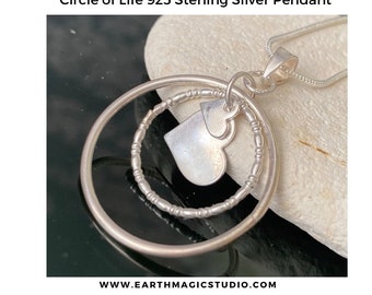 Circle of Life 925 Sterling Silver Hearts Artisan Pendant-"Spirit of feminine energy is sacred. symbol for a goddess.