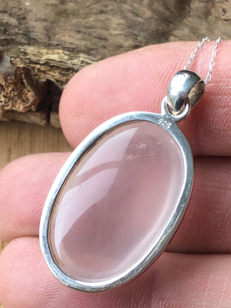 Stunning Large Cats Eye Rose Quartz 925 Sterling Silver Pendant.