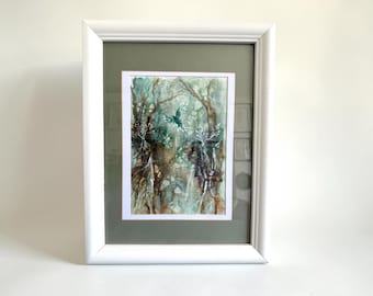 Original Watercolour Painting: Enchanted Forest Spirit Bird
