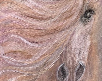 Spirit Horse Watercolour & Charcoal Original Art in Mount