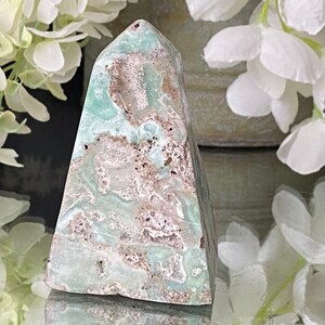 Hemimorphite Obelisk Crystal Healing Point.