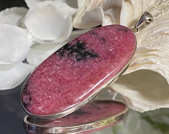 Rhodonite (Russia) Crystal 925 Sterling Silver Pendant " Peace, Compassion and Forgiveness"