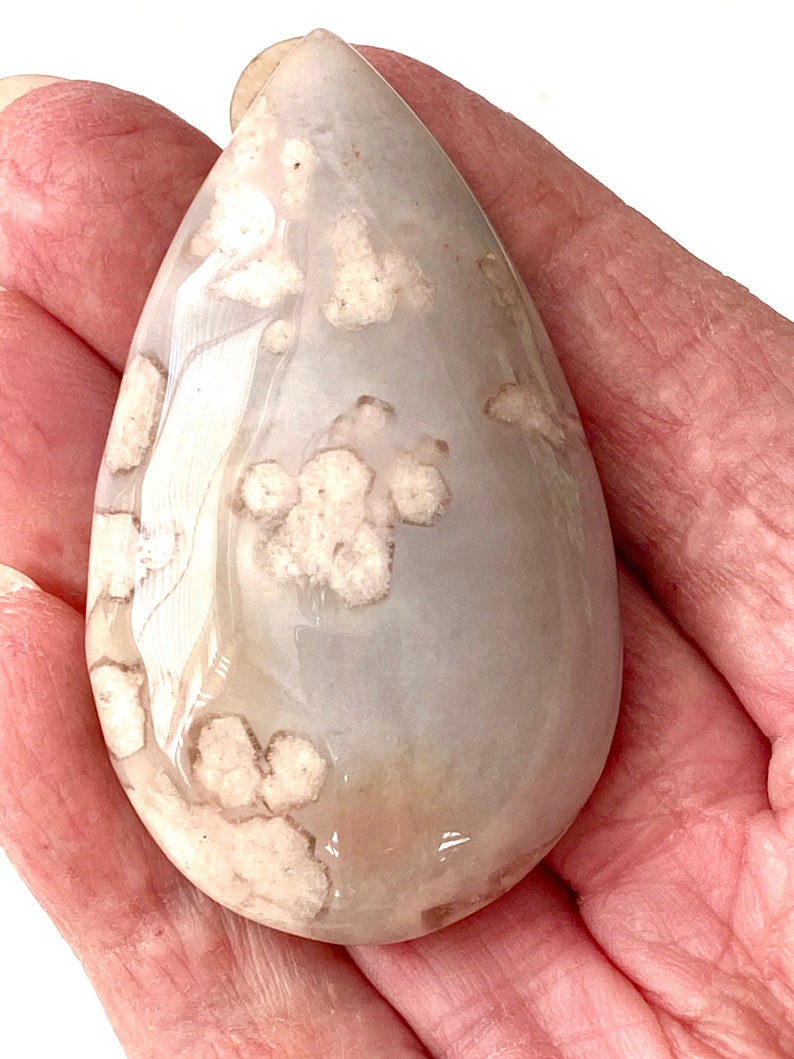 Crystal Flower Agate Large Tear Drop Jewellery making Cabochon image 3