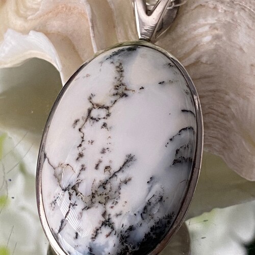 Dendritic Opal (Merlinite) 925 Sterling Silver Pendant - 