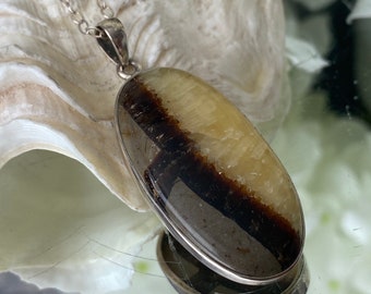 Septarian Crystal 925 Sterling Silver Pendant-"A speaking stone that enhances communication".