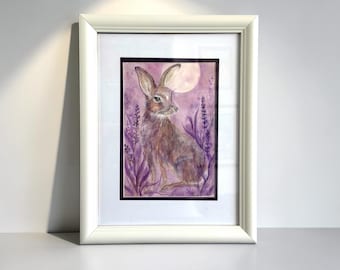 Watercolour Painting: Ostara Hare, Spring Renewal Art