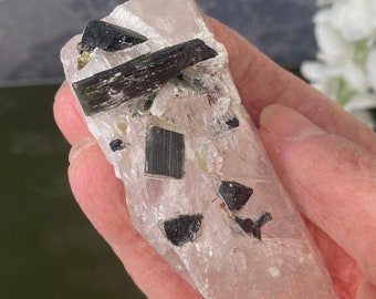 Feldspar Quartz & Black Tourmaline (Minas Gerais Brazil) Natural Crystal Healing Specimen.