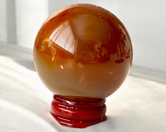 Carnelian Crystal 50mm Sphere, Minas Gerais Brazil.