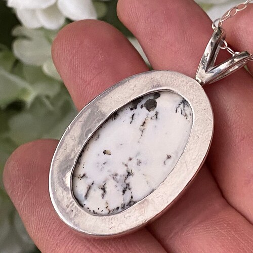 Dendritic Opal (Merlinite) 925 Sterling Silver Pendant - 