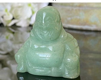 Green Aventurine Pocket Buddha Figurine - "Bringing Love Luck & Happiness".