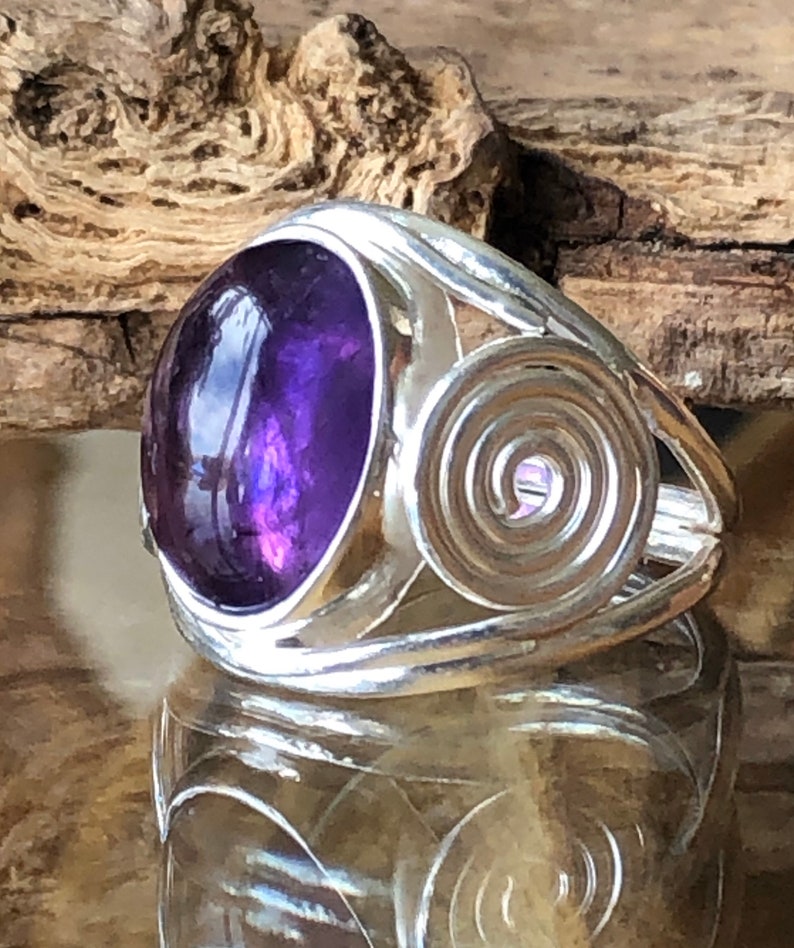 Uruguayan Amethyst 925 Sterling Silver Statement Ring New Age