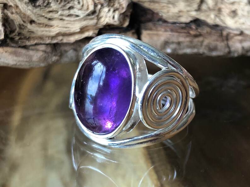 Uruguayan Amethyst 925 Sterling Silver Statement Ring New Age