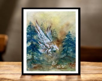 Original Framed Watercolour "The Eagle's flight " by Artist Rosemary Best