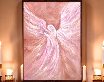 Archangel Haniel Angel Art, Acrylic Painting on Canvas