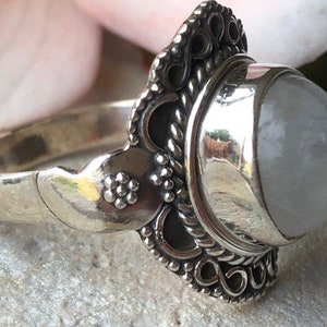 Rainbow Moonstone Bali Design 925 Sterling Silver Ring image 2