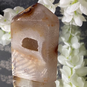Flower Agate Crystal Druzy Tower healing Point - a gift from Mother Earth to ground & nurture&quot;.