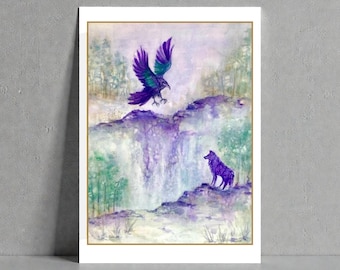 Raven & Wolf Spirit Animal A4 Digital Download