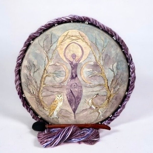 Goddess of the Forest: The Owl and Hare 20” Artist signed original Shamanic Healing Drum”~ Birthed 8th May 2024