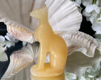 Honey Calcite Crystal Egyptian Cat Carving - "Let your positive vibrations flow as healing energy".