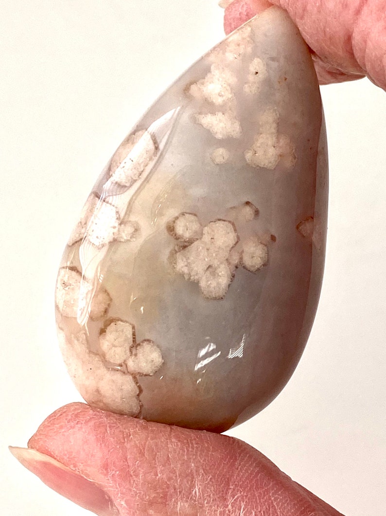 Crystal Flower Agate Large Tear Drop Jewellery making Cabochon image 4