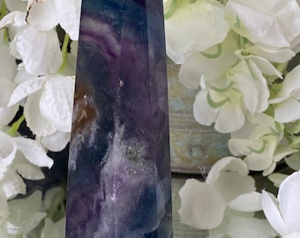 Deep Purple Banded Fluorite Healing Point -" Fluorite crystal guides you to make big wishes and pursue your boldest aspirations".